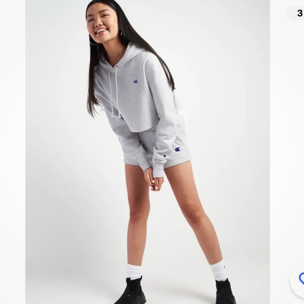 Champion Women’s Fleece Set Shorts Crop Hoodie - Picture 3 of 15